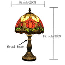 Axyaa American Tulip Tiffany Style Table Lamp - Stained Glass Art Night Light