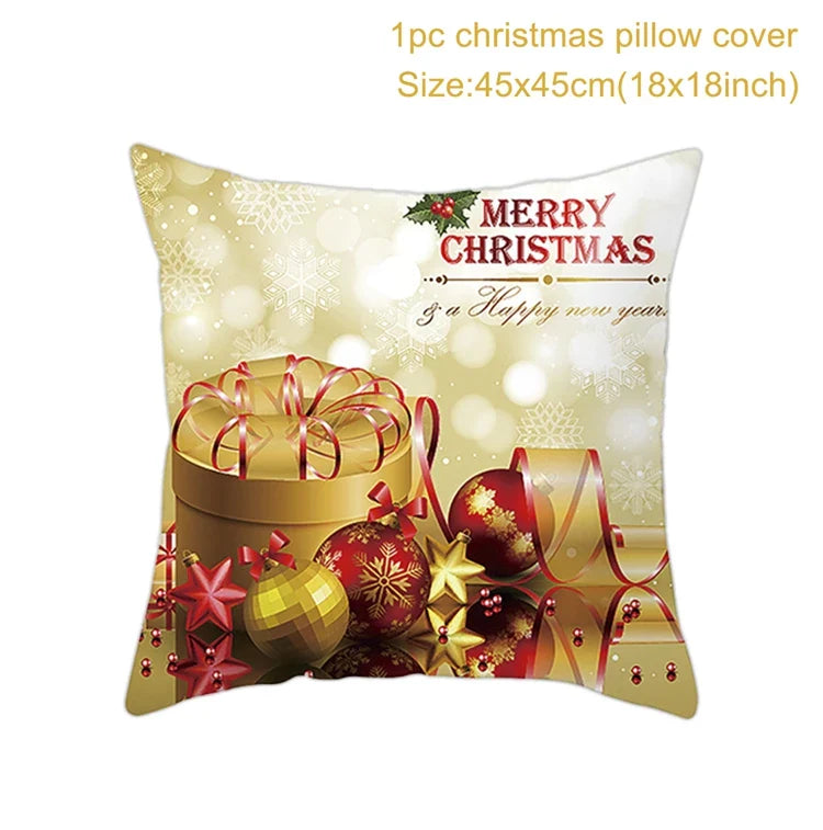 Axyaa Christmas Cushion Cover 2022: Merry Decorations, Navidad, Noel, Xmas Gifts, Happy New Year 2023