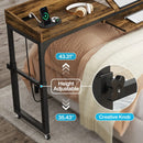 Axyaa Adjustable Overbed Table for Queen Size Bed with Tilt Stand & Outlets