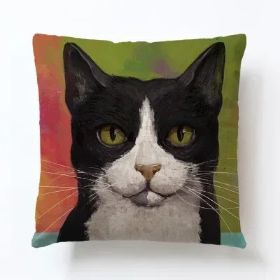 Axyaa Cartoon Animal Linen Pillowcase for Home Sofa Decor