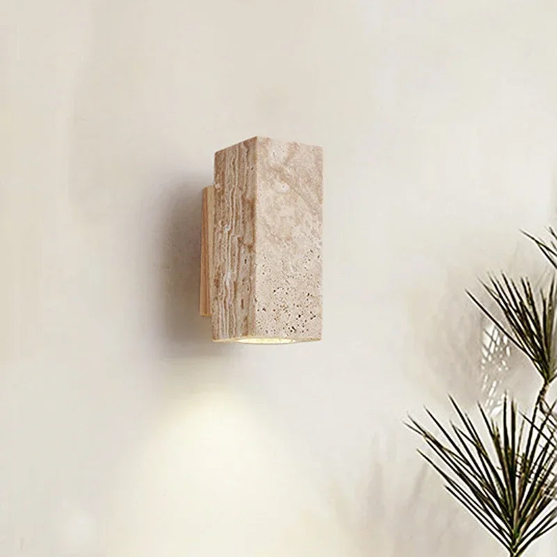 Axyaa Wabi Sabi Limestone Wall Light Sconce LED Lighting for Bedroom and Living Room