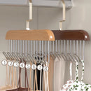 Axyaa 8-Hook Wooden Clothes Hanger for Home Storage and Organization.
