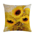 Axyaa Sunflower Pattern Linen Throw Pillow - 45*45cm