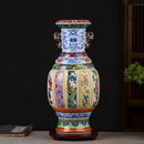 Axyaa Chinese Antique Enamel Ceramic Vase Home Decor Zen Living Room Pottery King