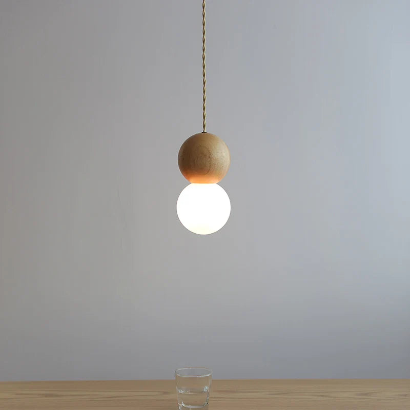 Axyaa Wood Glass Ball LED Pendant Lights Modern Nordic Hanging Lamp