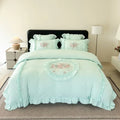 Axyaa Pink Embroidery Bedding Set Double King Queen Size with Duvet Cover & Sheets