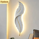 Axyaa White Feather LED Wall Lamp - Elegant Home Lighting for Various Spaces