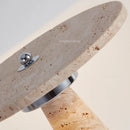 Axyaa Mushroom Travertine LED Table Lamp - Modern Cave Stone Desk Lighting