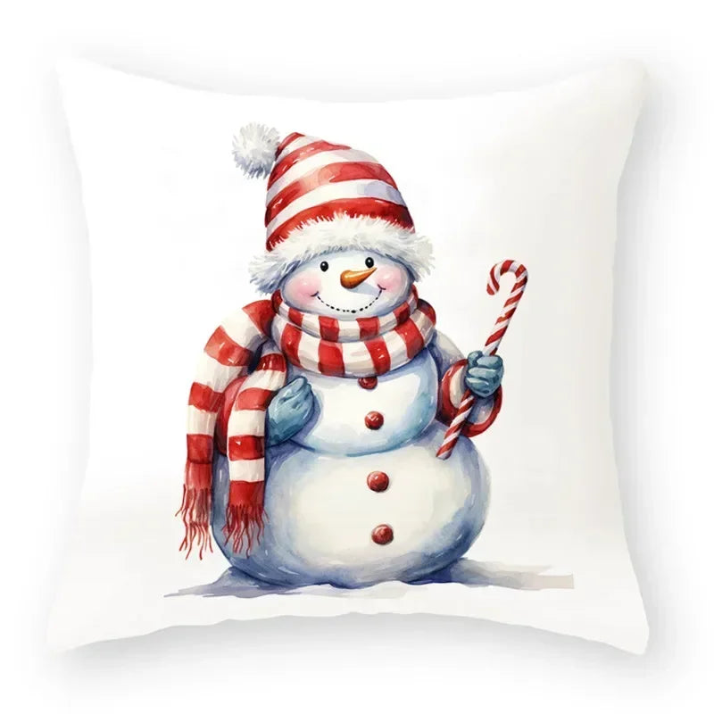 Christmas Cartoon Animal Printed Pillowcase by Axyaa: Decorative Throw Cover for Sofa, Living Room, Cushion