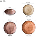 Axyaa Ceramic Shallow Plates Set for Molecular Cuisine Display and Steak - Retro Kiln Style