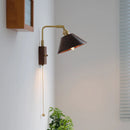 Axyaa Walnut Wood LED Wall Sconce Pull Chain Rotate Vanity Light