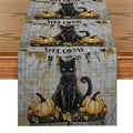 Axyaa Halloween Plaid Pumpkin Cat Spider Table Runner for Home Wedding Party Decor