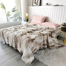 Axyaa Faux Rabbit Fur Tie-Dye Plush Blanket, Ultra-Soft & Cozy for All Seasons
