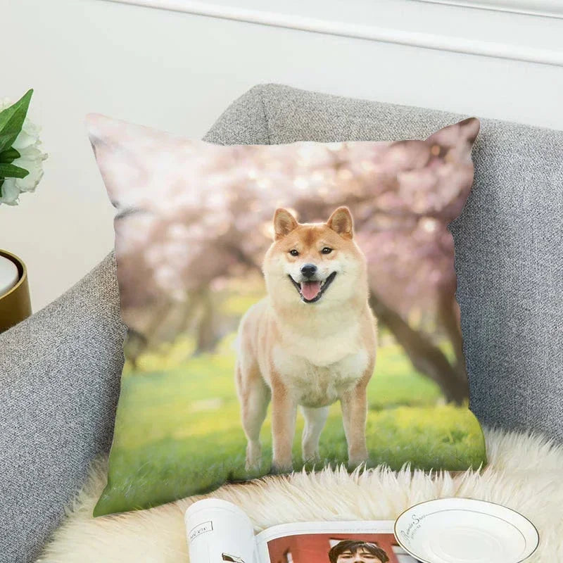 Axyaa Shiba Inu Pillow Cover for Decorative Home and Car Cushions