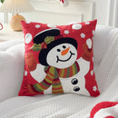 Embroidery Christmas Throw Pillowcase Elk Red Decoration Square Pillowcases by Axyaa