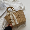 Axyaa Women's Woven Beach Tote: Lightweight Artistic Holiday Shoulder Bag