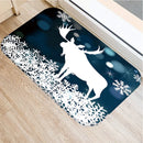 Axyaa Christmas Snow Deer Print Door Mat Non-Slip Floor Carpet - Home New Year Decoration