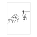 Axyaa Nordic Piano Music Notes Wall Art Poster - Black White Canvas Print