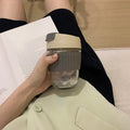 Axyaa Glass Water Bottle with Lid and Straw, Portable for Coffee, Milk, Tea, Juice