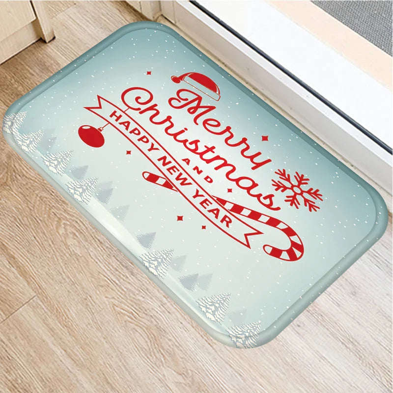 Axyaa Christmas New Year Home Decor Entrance Door Mat Non-Slip Living Room Hallway Carpet