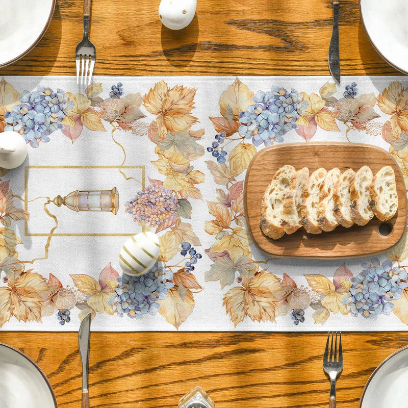 Axyaa Watercolor Flower Foliage Table Runner for Kitchen and Holiday Party
