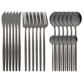 Axyaa 24-Piece Black Stainless Steel Cutlery Set for Home Dining