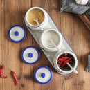 Axya Ceramic Rooster Seasoning Jar Set with Lid Spoon