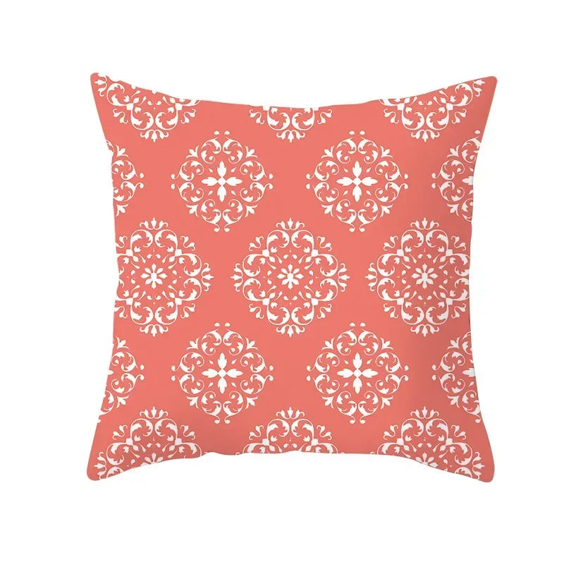 Axyaa Starfish Stripe Print Cushion Cover | Pink Coral Orange Home Decor Pillow Cover