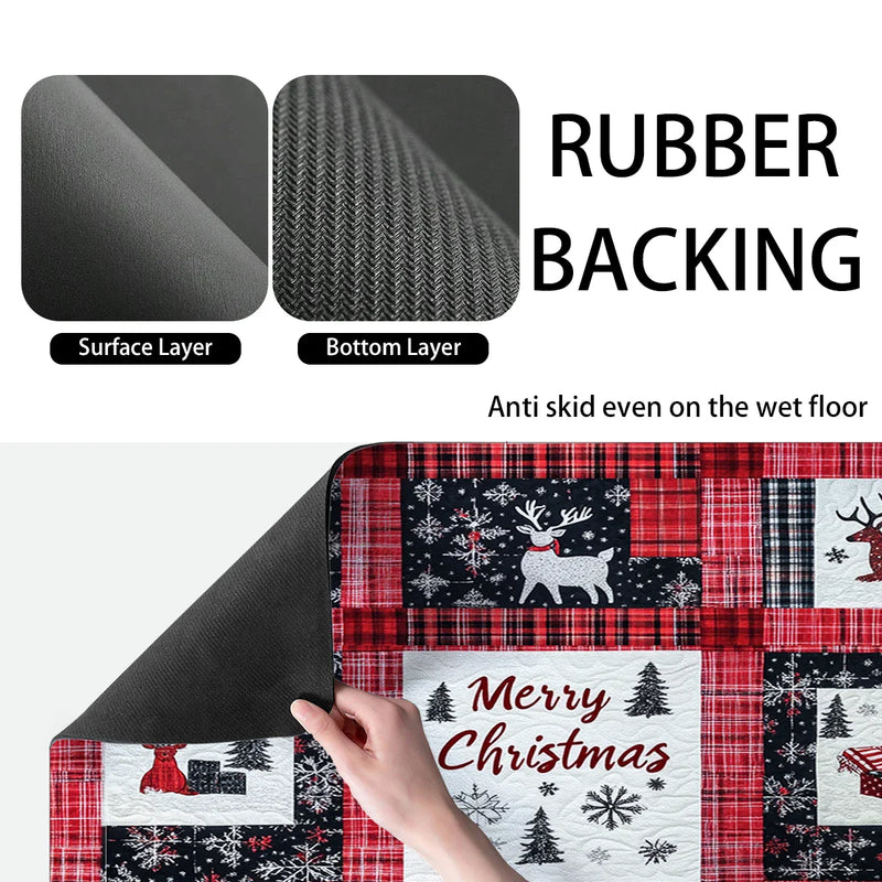 Axyaa Christmas Snow Coffee Cup Drying Mat Non-slip Absorbent Kitchen Counter Drain Mat