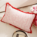Axyaa French Red Pink Cotton Cushion Cover Set