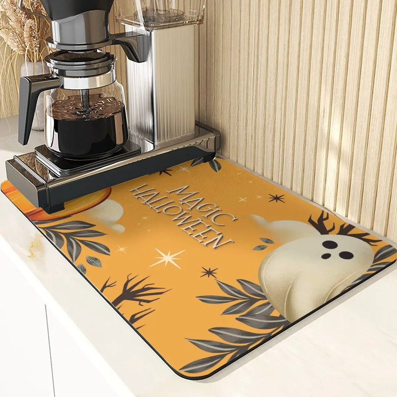 Axyaa Pumpkin Pattern Table Mats & Cup Stand: Halloween Style Dining Accessories