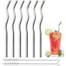 Axyaa Stainless Steel Reusable Metal Straws Set - 8Pcs Bar Accessory & Cocktail Party Favor