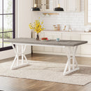 Axyaa Rustic Wood Dining Table, 70.8-Inch Rectangular Kitchen Table for 6, Metal Legs