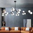 Axyaa Glass Ball Chandelier: Nordic 24-Head LED Pendant Light for Home Décor