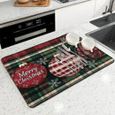 Axyaa Snowflake Checkered Kitchen Drying Mat