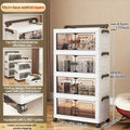 Axyaa 3-5 Tier Storage Cart - Wide Foldable Rolling Cabinet for Home Organization