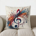 Colorful Music Notes & Treble Clef Pillow Cover by Axyaa - Sofa, Bed, Car