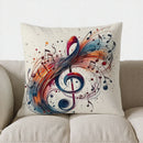 Colorful Music Notes & Treble Clef Pillow Cover by Axyaa - Sofa, Bed, Car