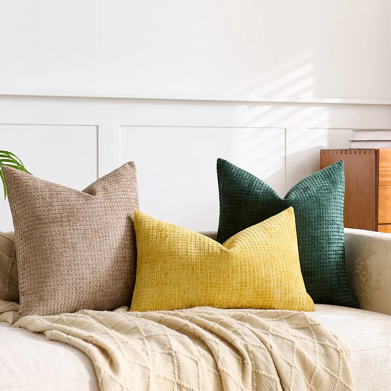 Axyaa Chenille Cushion Cover Solid Color Elegant Square 45x45cm 50x50cm