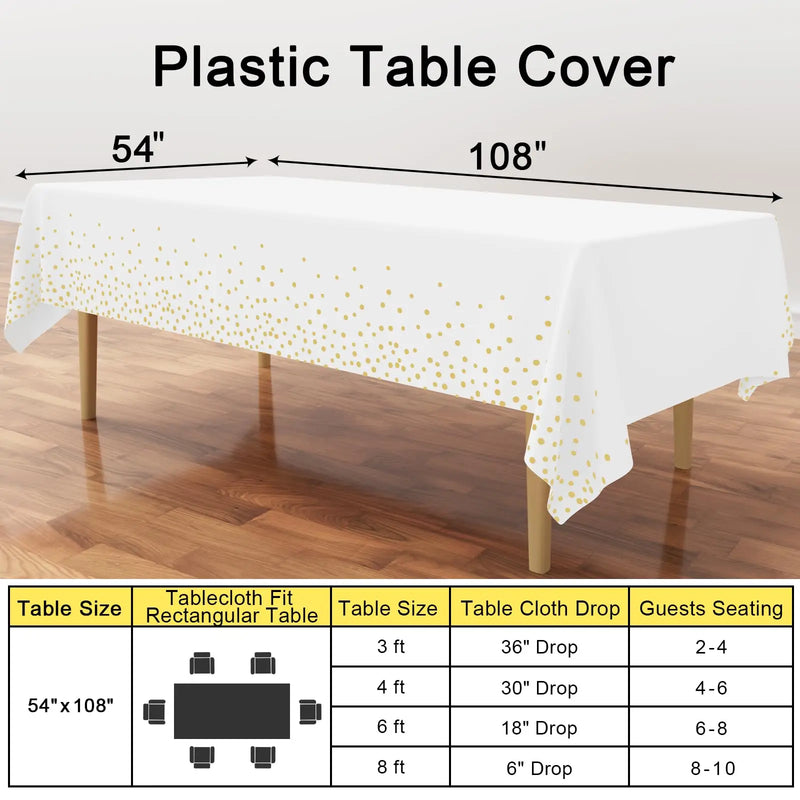Axyaa Waterproof Vinyl Tablecloth 6 Pack 54x108In Disposable Plastic Table Covers