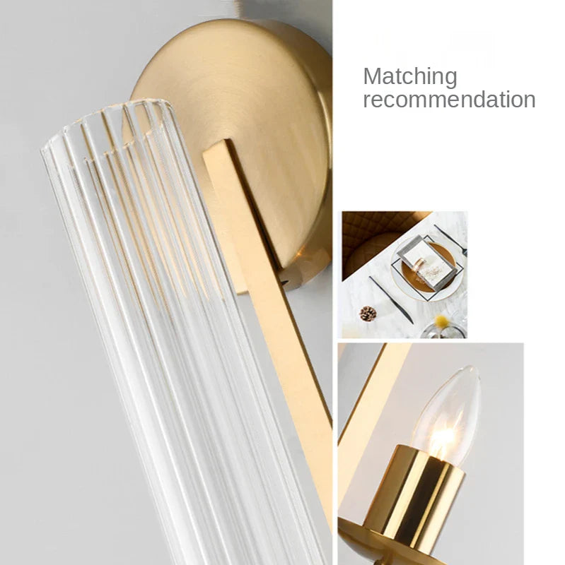 Axyaa Gold Glass Wall Sconce Modern Nordic Retro Vintage Living Room Light