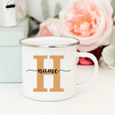 Axyaa Enamel Coffee Mugs with Custom Initial Name - Personalized Outdoor Cups
