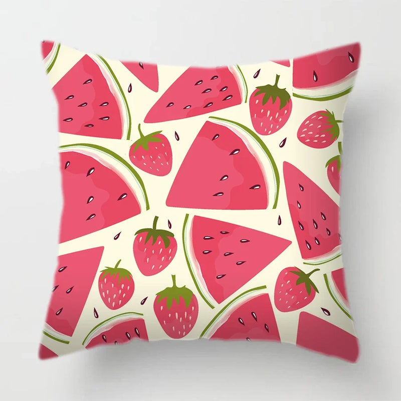Axyaa Tropical Fruits Cushion Cover Watermelon Pineapple Decorative Pillow Case