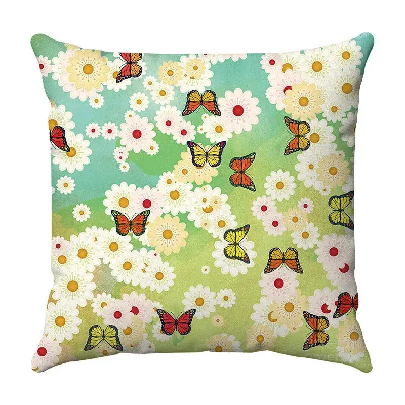 Axyaa Butterfly Print Cushion Cover 45x45cm - Farmhouse Stylish Home Decor Pillow Cover