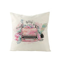Pink Truck Flower Print Cushion Cover 45x45cm - Axyaa