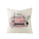 Pink Truck Flower Print Cushion Cover 45x45cm - Axyaa