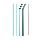 Axyaa Green Glass Straws - Reusable High Borosilicate Smoothie Cocktail Milkshake Straw