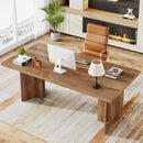 Axyaa 63" Vintage Executive Desk: Farmhouse Wood Home Office Computer Table