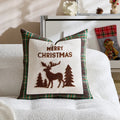 Axyaa Christmas Plaid Elk Pillow Cover Embroidered Jacquard Sofa Cushion