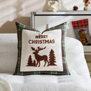 Axyaa Christmas Plaid Elk Pillow Cover Embroidered Jacquard Sofa Cushion